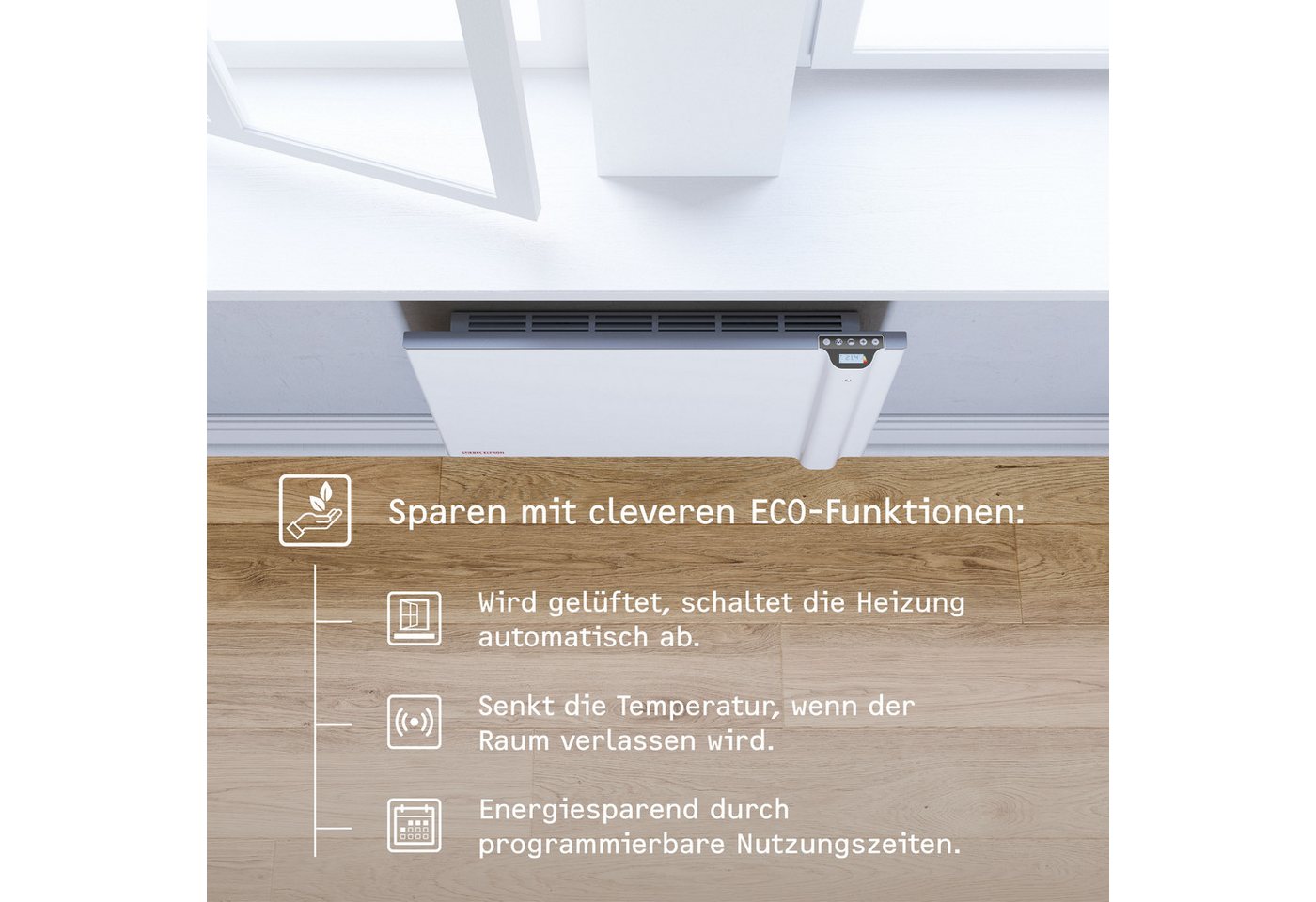 STIEBEL ELTRON Konvektor »CND 150«, Duo Wandkonvektor, Elektroheizung energiesparend, 1,5 kW, für ca. 20 m², LCD-Display, Wochentimer, ohne Stecker, Festanschluss Bild 5