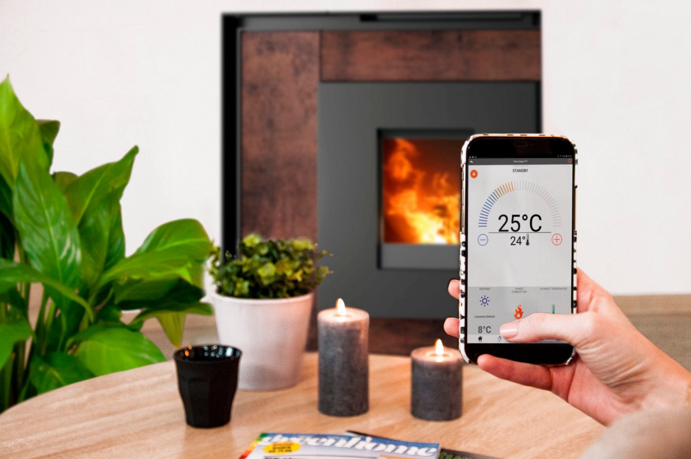 Oranier Pelletofen »Sando 50« Stahl Schwarz, 2,4 kW, Dauerbrand, Anschluss hinten