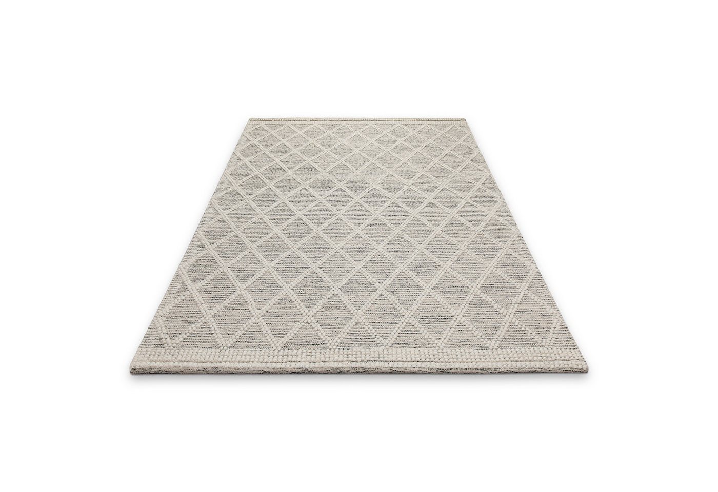 OTTO home Teppich Jeppe, rechteckig, Höhe: 8 mm, 70% Wolle, handgewebt, Raute, Hoch-Tief, Wohnzimmer, Naturfaser Bild 2