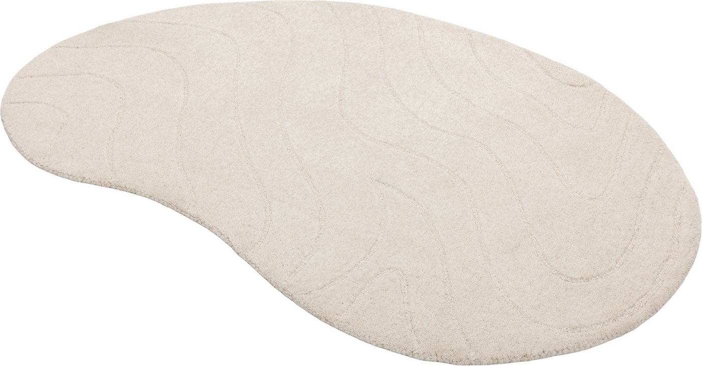 LeGer Home by Lena Gercke Wollteppich Zarrah, mit Wellendesign, besondere Form, organisch, oval, Höhe: 14 mm, reine Wolle, modern, Scandi, Schlafzimmer, Wohnzimmer, Esszimmer Bild 5
