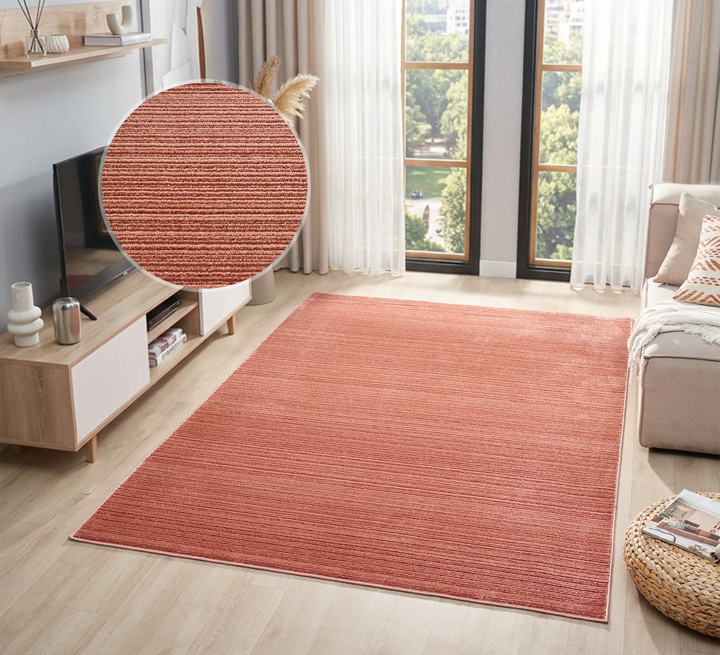 OTTO home Teppich Noolan, Hoch-Tief-Struktur, rechteckig, Höhe: 9 mm, gestreift, Streifen, weich, Wohnzimmer, Schlafzimmer, Esszimmer Bild 4