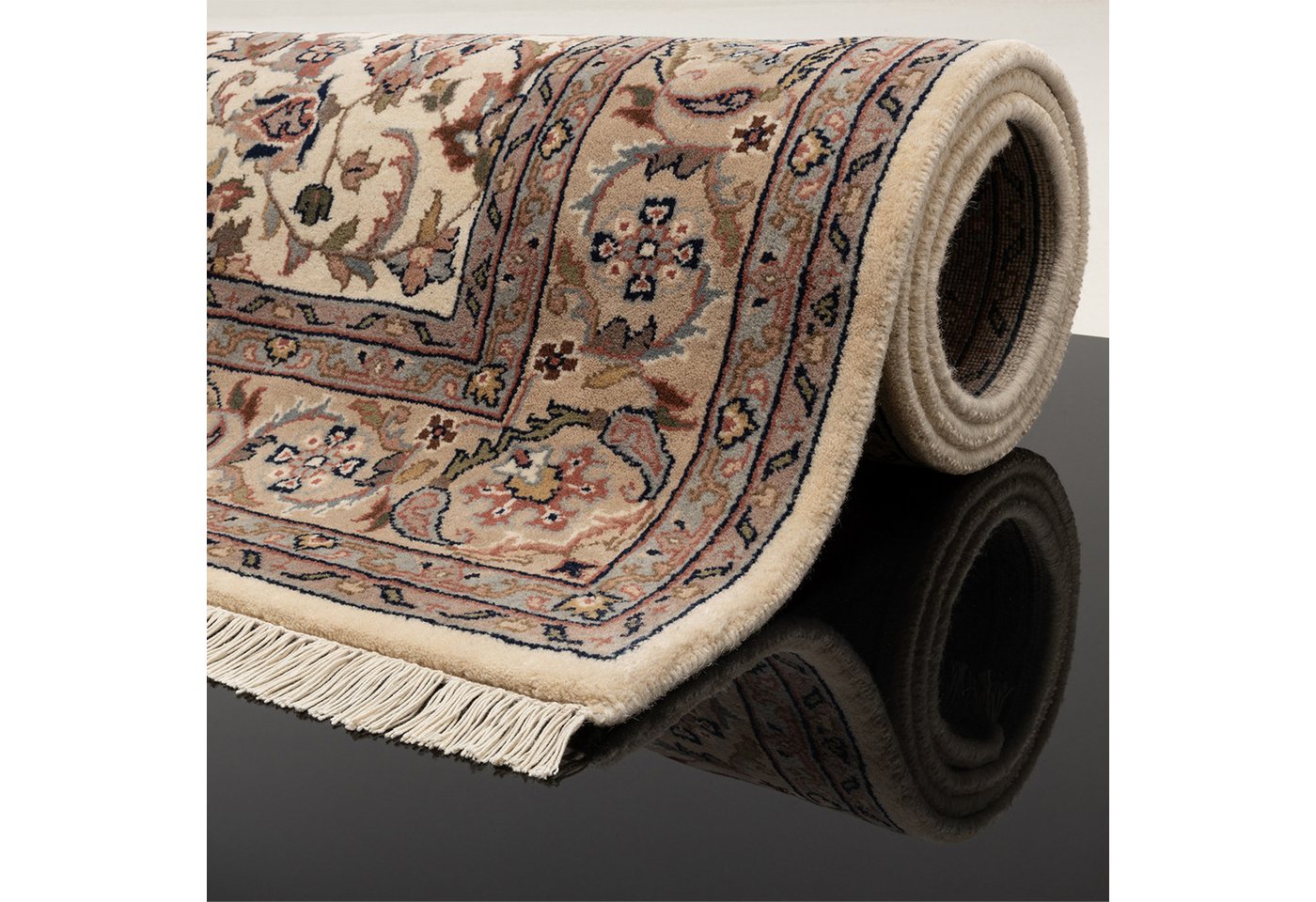 THEKO Orientteppich Benares Isfahan, handgeknüpft, rechteckig, Höhe: 12 mm, reine Wolle, mit Fransen, Wohnzimmer Bild 4
