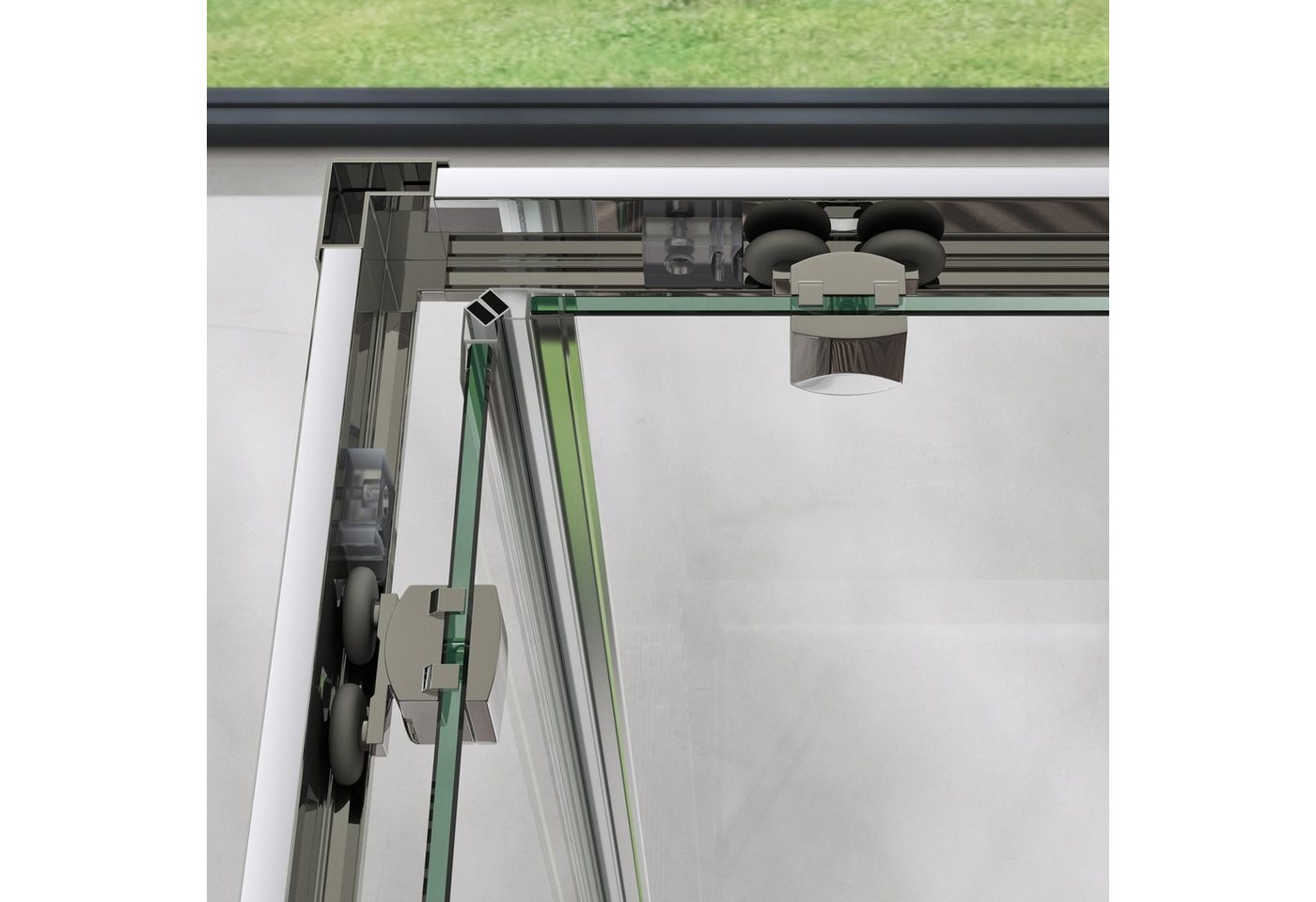 doporro Eckdusche Duschkabine Schiebetür 90x90 6mm ESG mit Nano H:190cm R16, BxT: 70x70 cm, Einscheibensicherheitsglas, ebenerdiger Einbau möglich