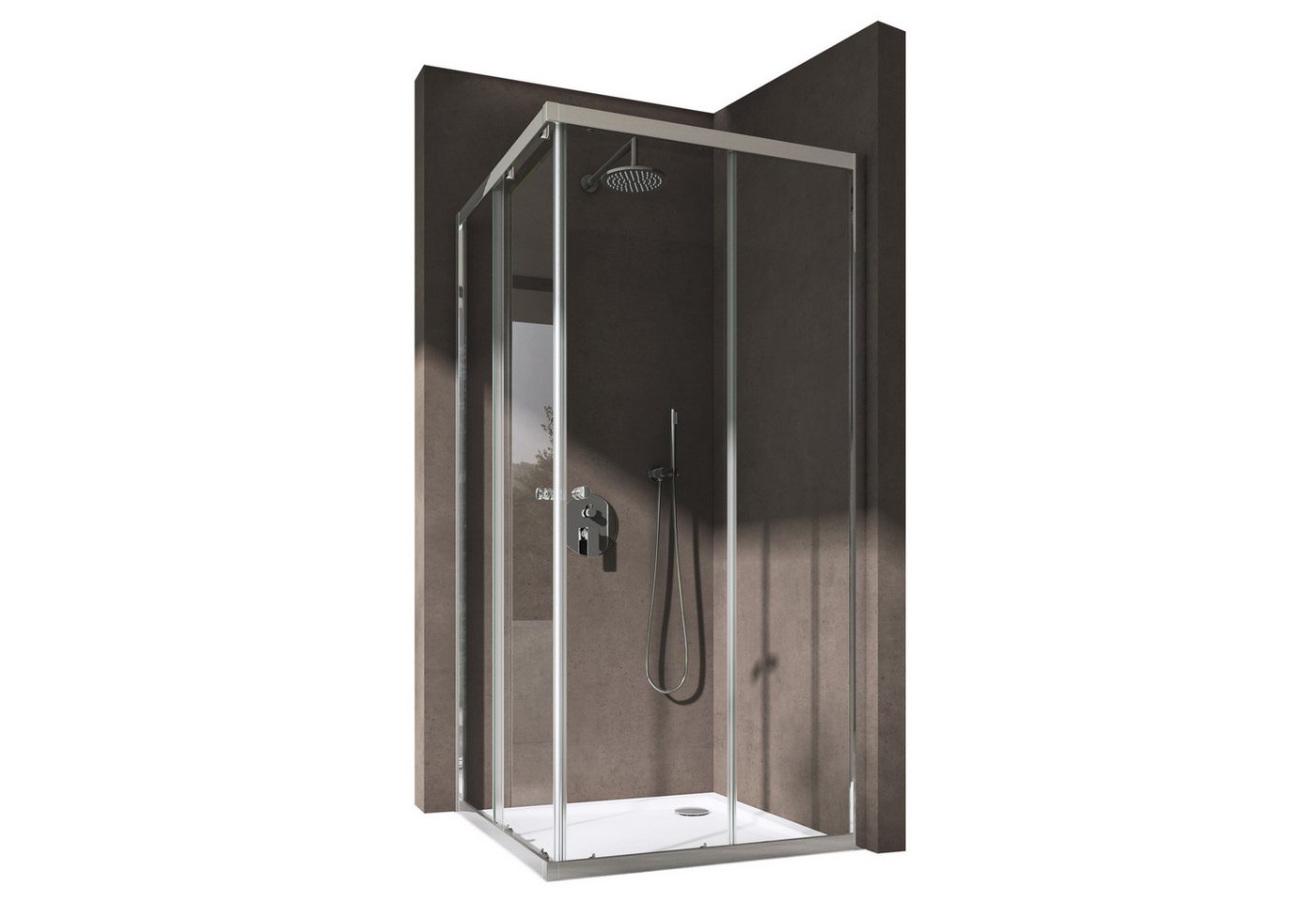 doporro Eckdusche Duschkabine Schiebetür 90x90 6mm ESG mit Nano H:190cm R16, BxT: 70x70 cm, Einscheibensicherheitsglas, ebenerdiger Einbau möglich Bild 2