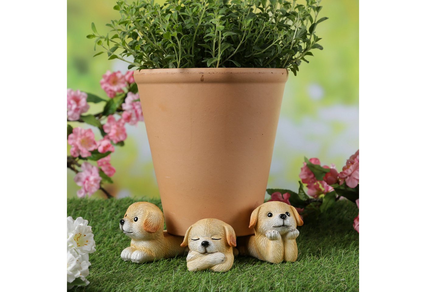 MARELIDA Blumentopfuntersetzer Blumentopffüße niedliche Hunde Pflanzkübel Untersetzer Kübelfüße 3St., 3-tlg.