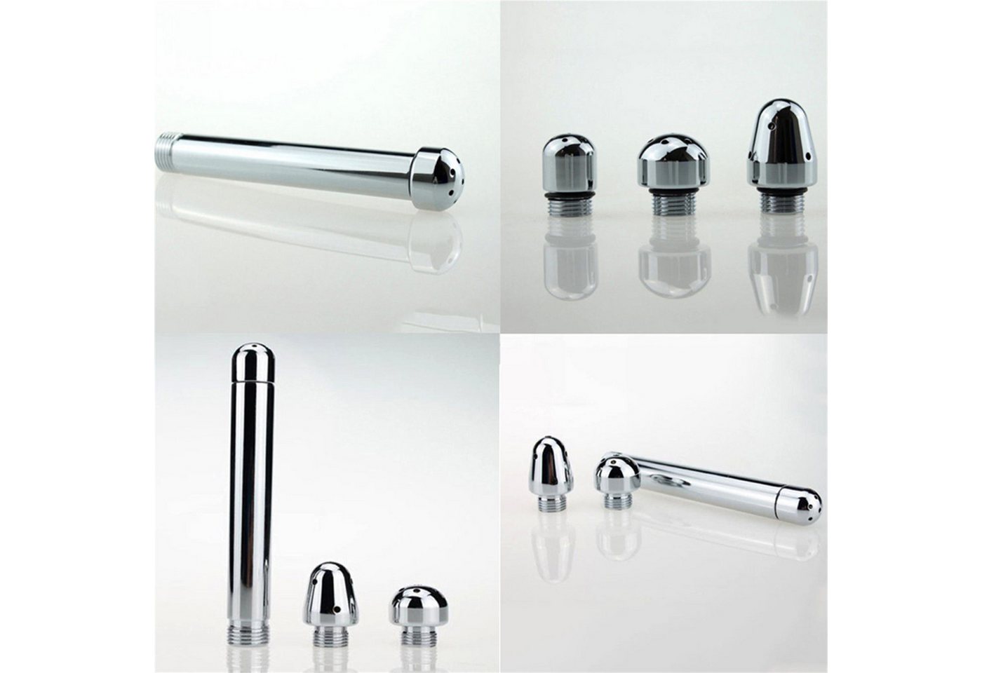 Luckice Toiletten-Rollstuhl Analdusche mit 3 Köpfen, Aluminium, Einlauf-Duschkopf, zur Intimreinigung, wiederverwendbar, 13 cm