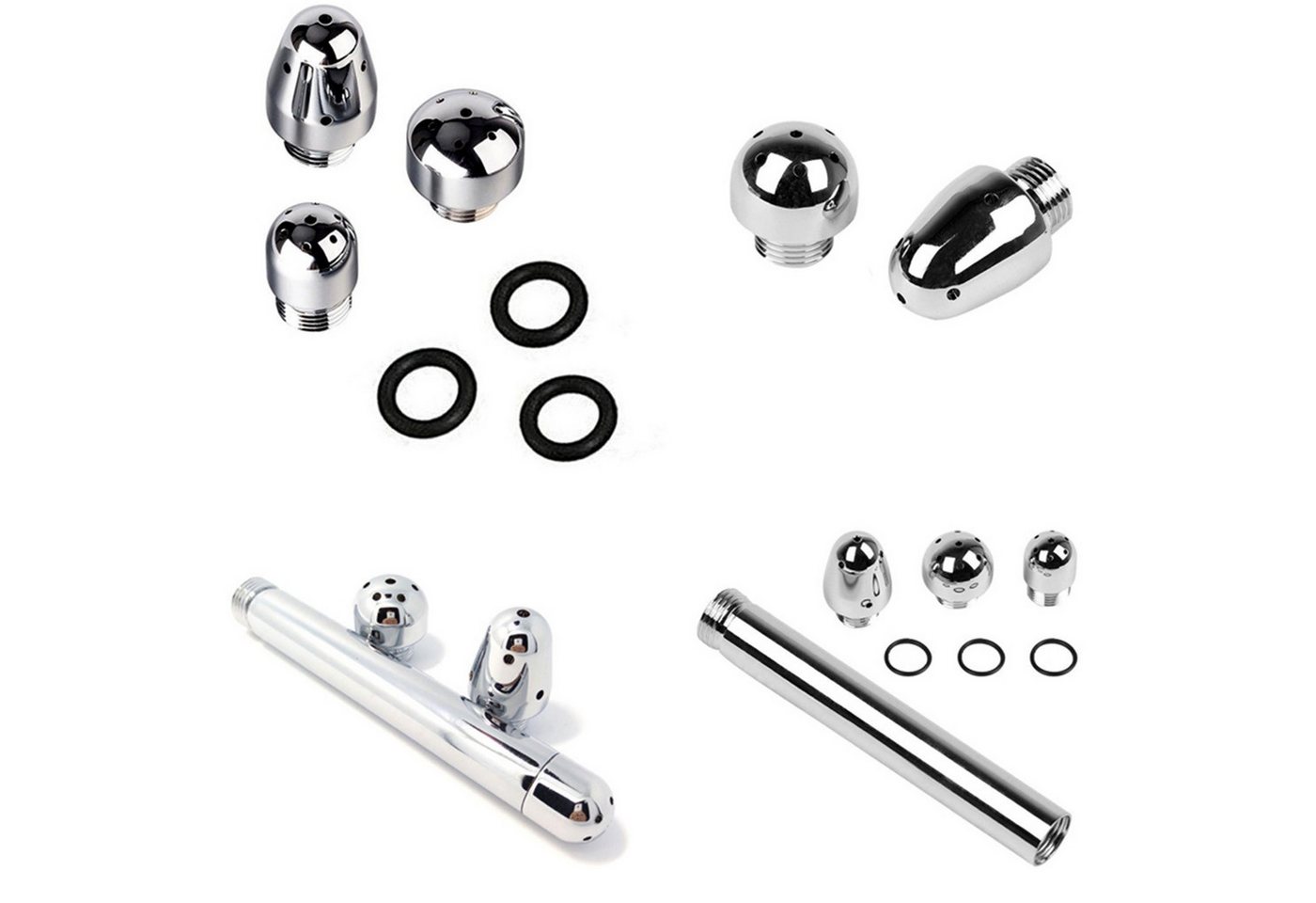 Luckice Toiletten-Rollstuhl Analdusche mit 3 Köpfen, Aluminium, Einlauf-Duschkopf, zur Intimreinigung, wiederverwendbar, 13 cm Bild 3