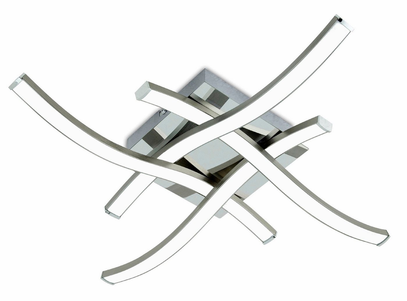 TRANGO LED Deckenleuchte, 3132XXL Design LED-Deckenleuchte Serie *WAVE* I 4 Flammen I dimmbar I modern & chic I in Wellenform I Deckenlampe I 4x 6 Watt LED Modul I 4x 600 Lumen I 3000K warm-weiß, Nickel matt & Chrom Bild 3