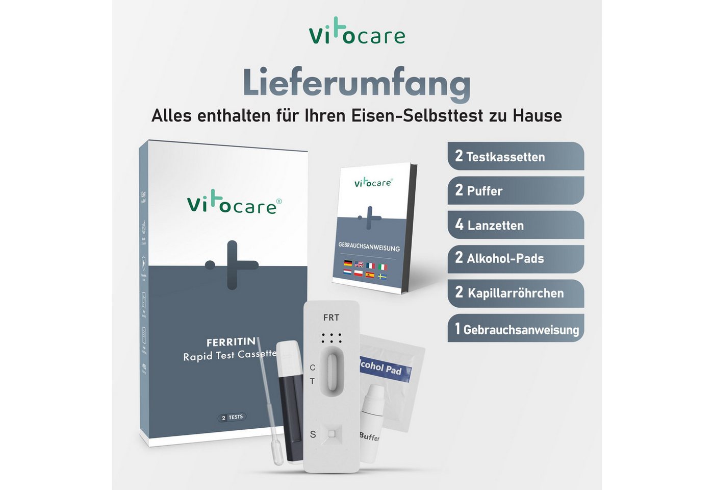 Vitocare Blutzucker-Teststreifen Ferritin Test-Set (2er Pack) – Ihr schneller Check auf Eisenmangel Bild 3
