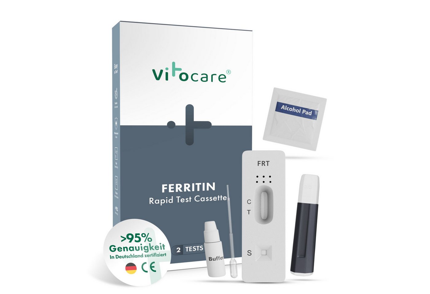 Vitocare Blutzucker-Teststreifen Ferritin Test-Set (2er Pack) – Ihr schneller Check auf Eisenmangel Bild 4