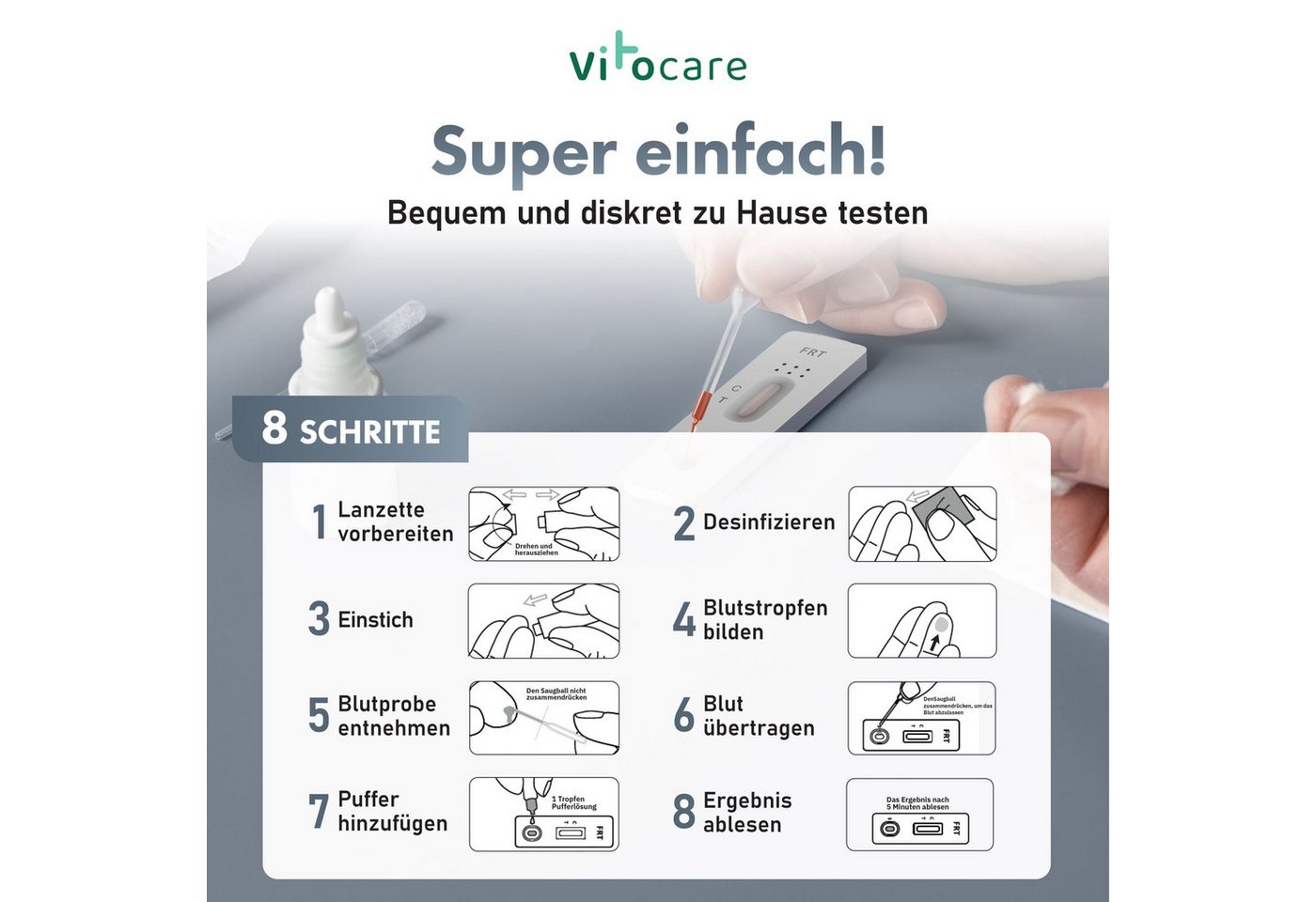 Vitocare Blutzucker-Teststreifen Ferritin Test-Set (2er Pack) – Ihr schneller Check auf Eisenmangel Bild 5