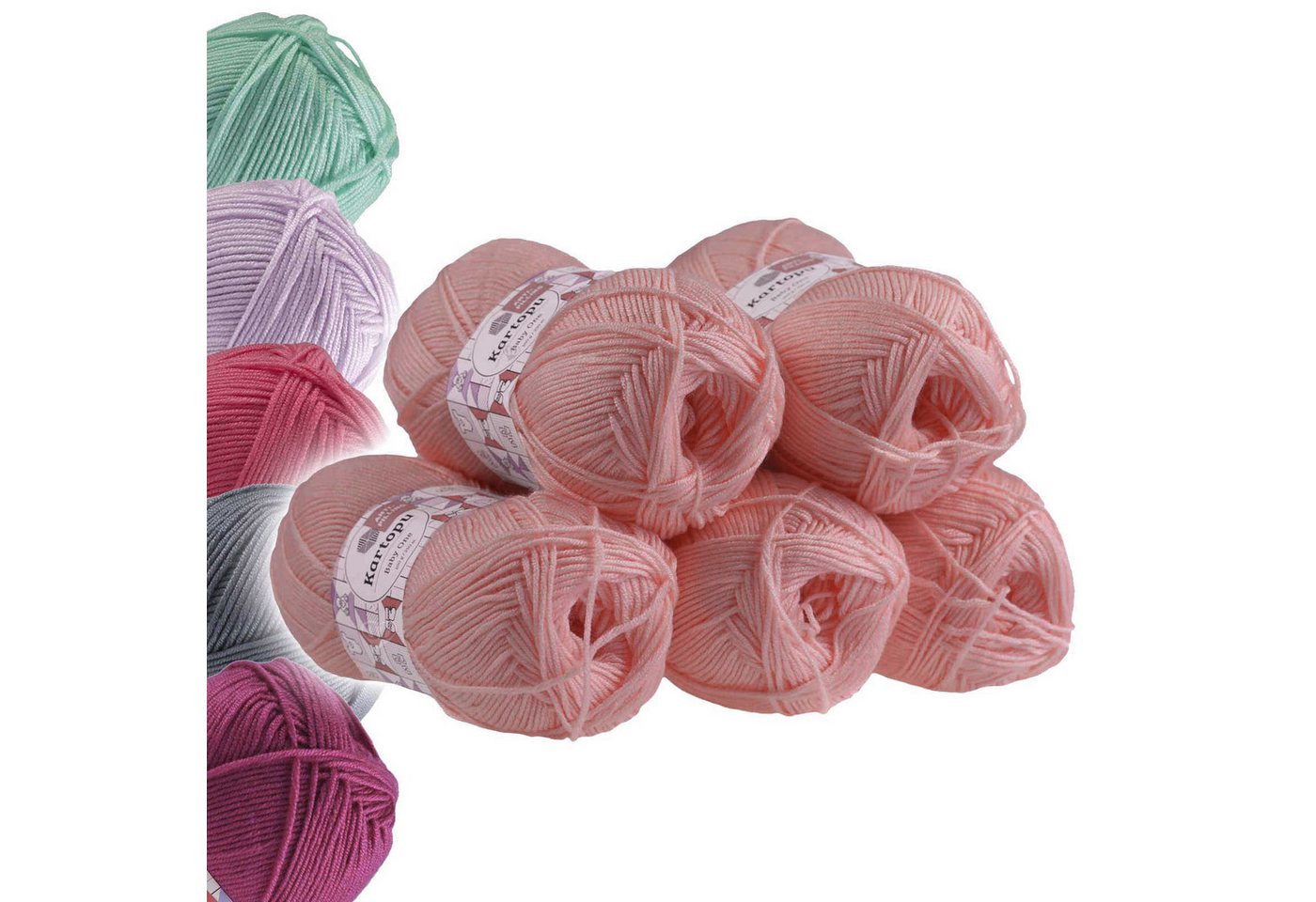 Kartopu 5 x 100g Strickgarn Kartopu BABY ONE Antipilling Babywolle Häkelwolle, 1250 m (Sparpaket), K258 pfirsich Bild 3