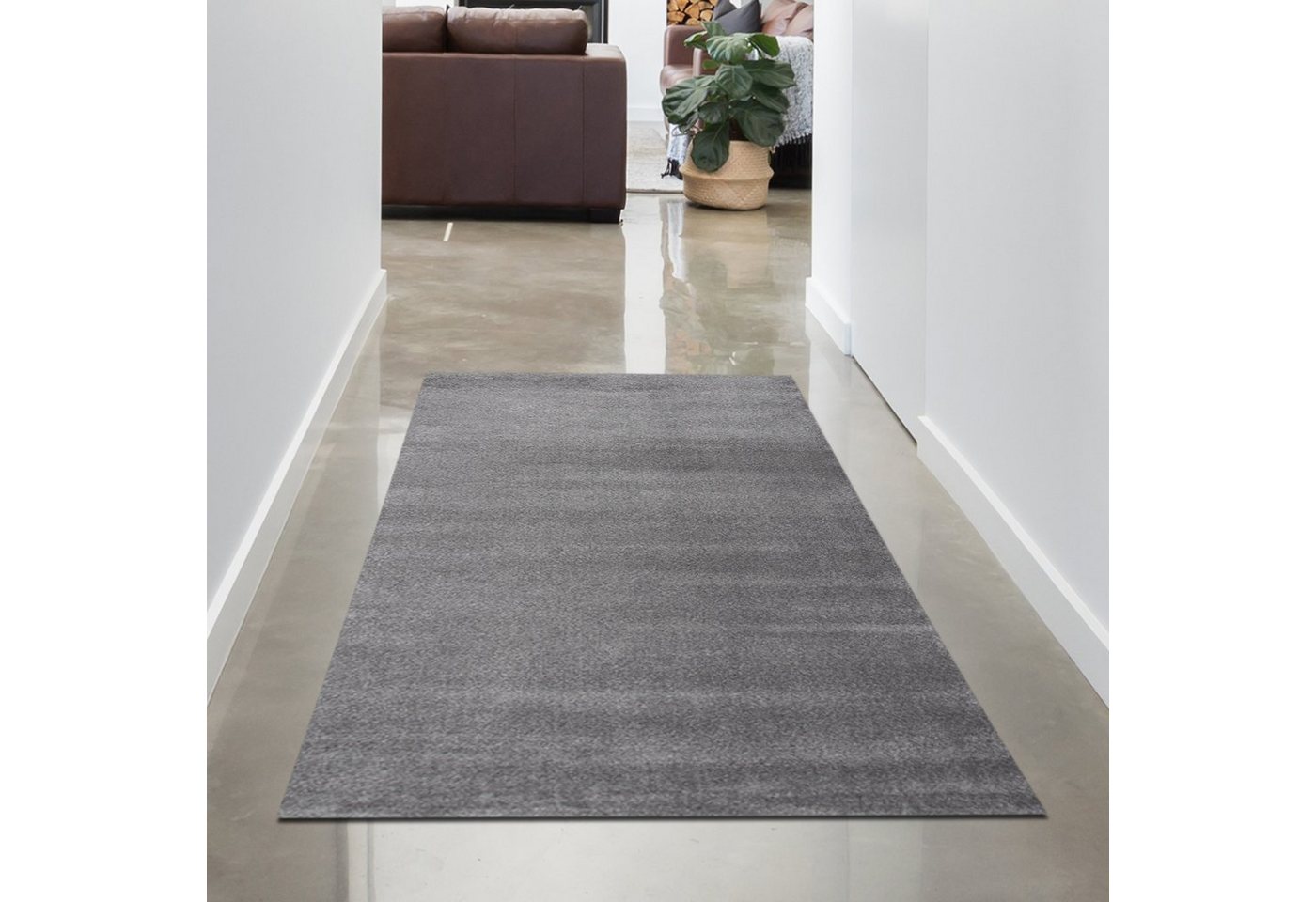 Carpetia Teppich Moderner Designer Wohnzimmer-Teppich im Uni Design in dunkelgrau, rechteckig, Pflegeleicht Bild 4