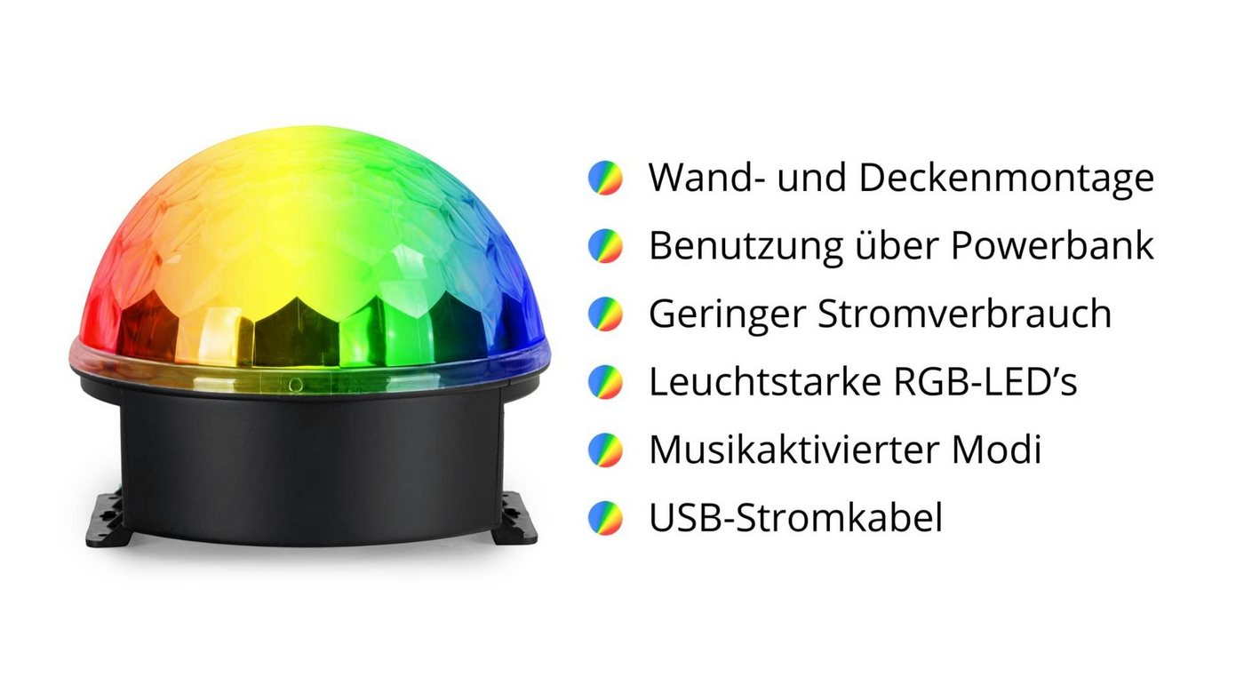 Showlite Discolicht PBS-20 Party-Ball, LED fest integriert, Farbwechsler, integriertes Mikrofon für Musiksteuerung Bild 5