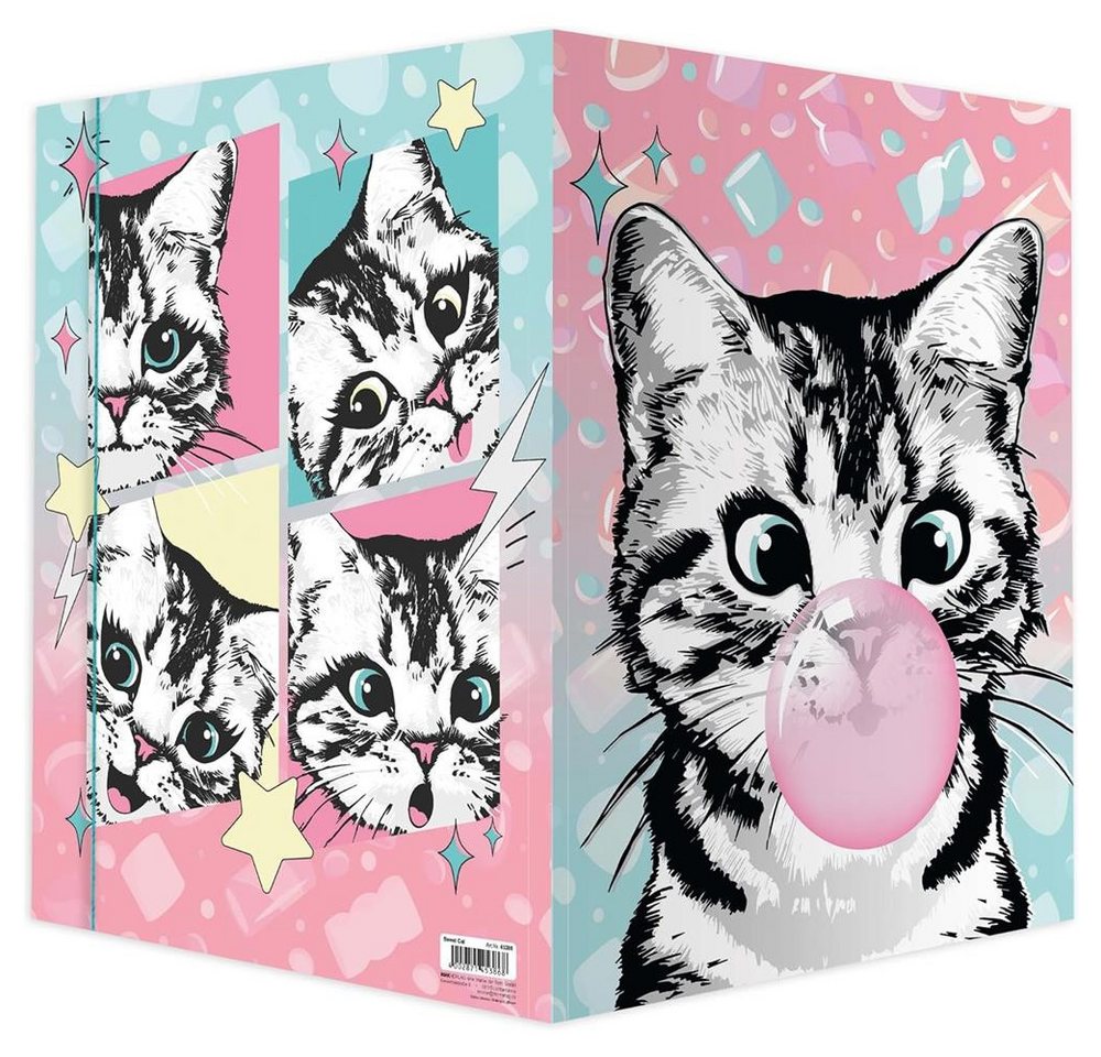 RNK Verlag Organisationsmappe Zeichenmappe Sweet Cat DIN A3 mit Gummizugverschluss, 3 Einschlagklappen, Gummizug, Innen- und Außendruck Bild 3
