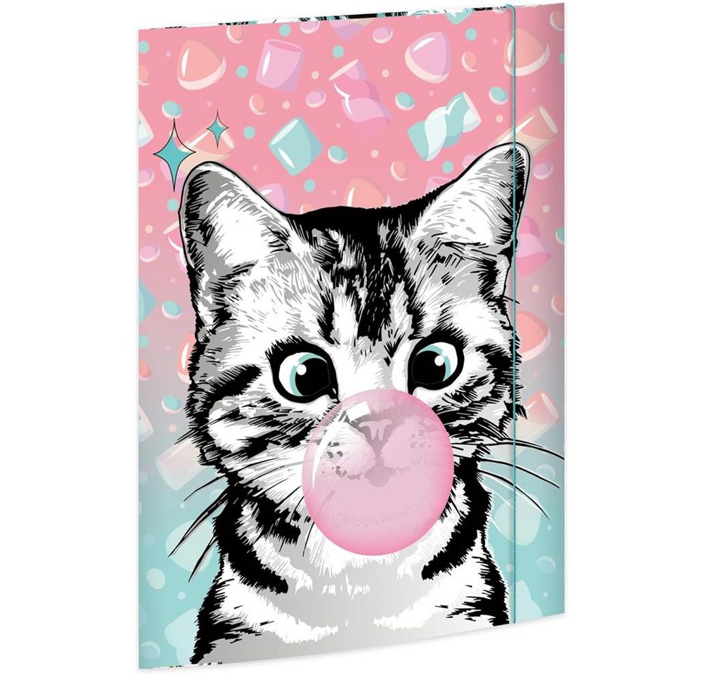 RNK Verlag Organisationsmappe Zeichenmappe Sweet Cat DIN A3 mit Gummizugverschluss, 3 Einschlagklappen, Gummizug, Innen- und Außendruck Bild 4