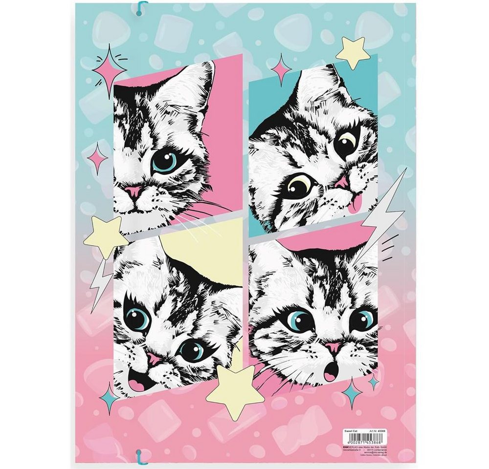 RNK Verlag Organisationsmappe Zeichenmappe Sweet Cat DIN A3 mit Gummizugverschluss, 3 Einschlagklappen, Gummizug, Innen- und Außendruck Bild 5