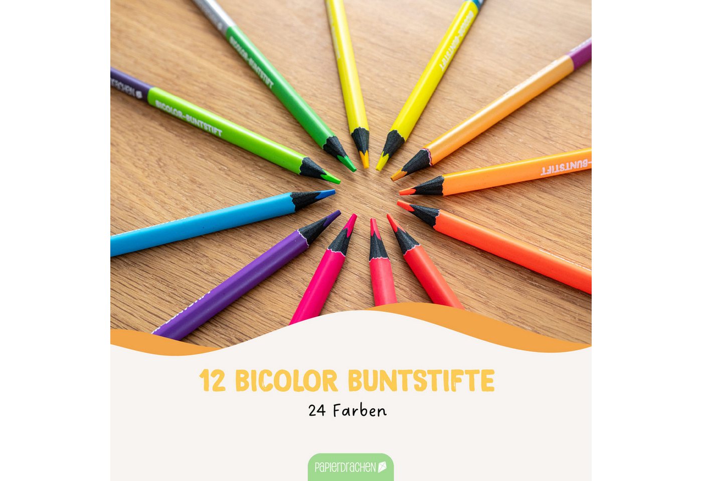 PAPIERDRACHEN Buntstift 12 Bicolor Buntstifte Metallic und Neon Bild 4