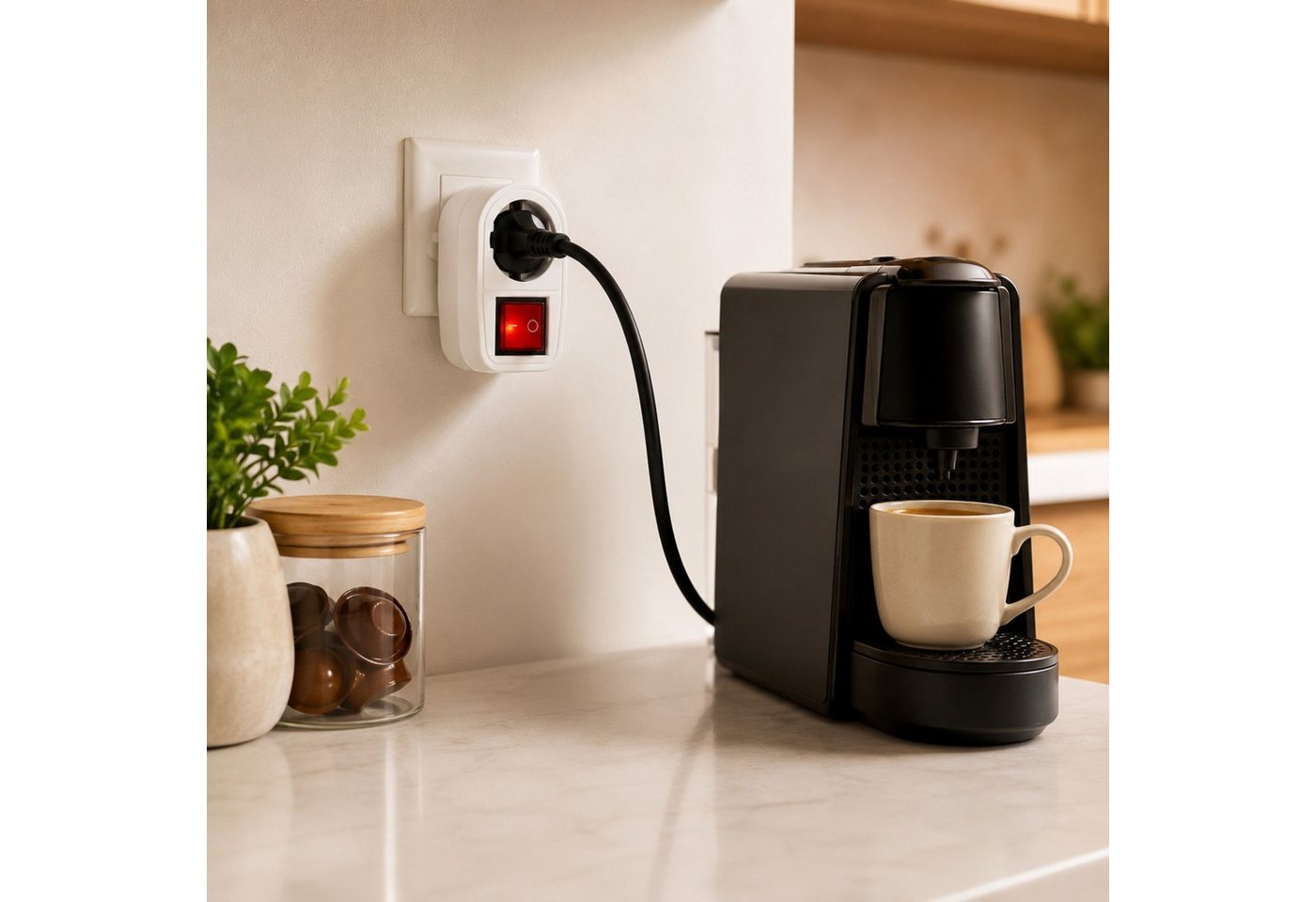 Arcas Schuko-Stecker Arcas Schuko Zwischenstecker mit Schalter, 3500W, 16A, Weiß Bild 5