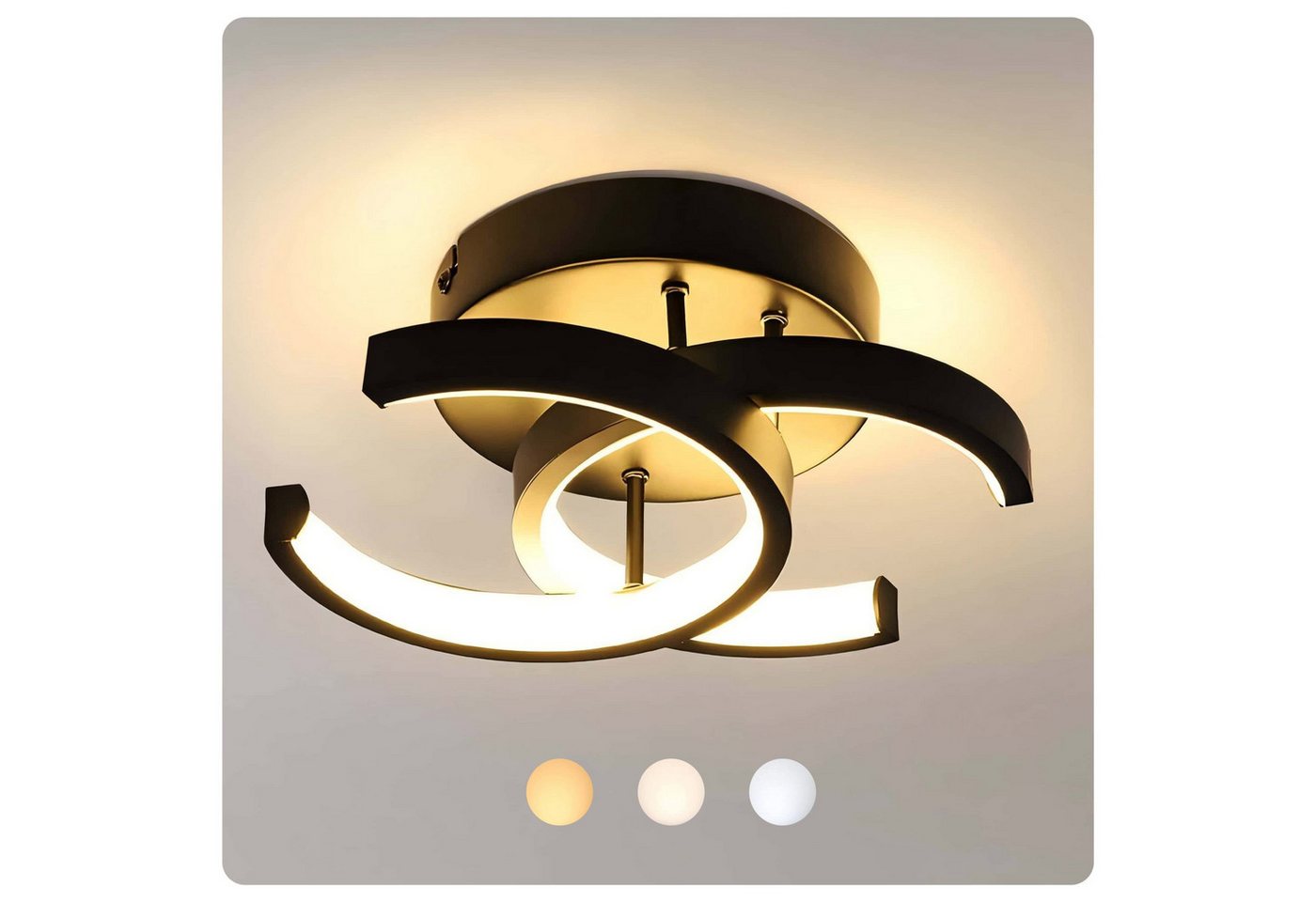 Toomoke Deckenleuchten 3-Farbige Decken-Lampe Dimmbar LED Deckenleuchte, LED fest integriert, Warmweiß, Neutralweiß, Kaltweiß, Wohnzimmer Flur Eingang Bild 3