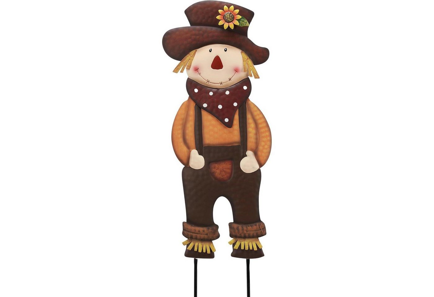 LuxusKollektion Gartenfigur Herbstdeko Vogelscheuche Metall Kürbis Terrasse Gartenstatuen 76cm Bild 2
