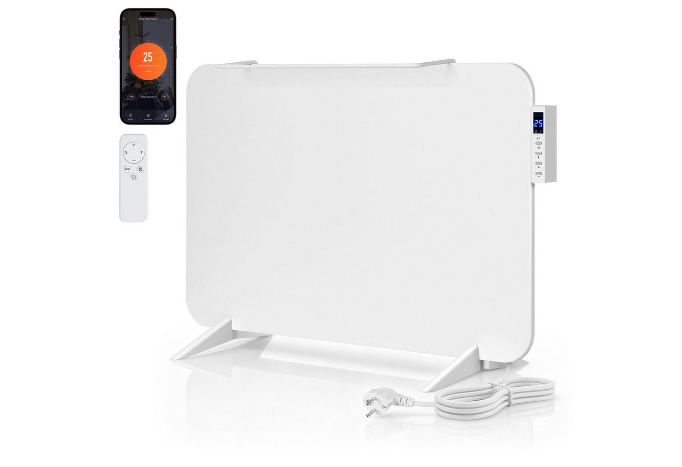Clanmacy Infrarotheizung Infrarotheizung 450W WLAN Badheizung Thermostat Handtuchhalter Weiß Bild 2