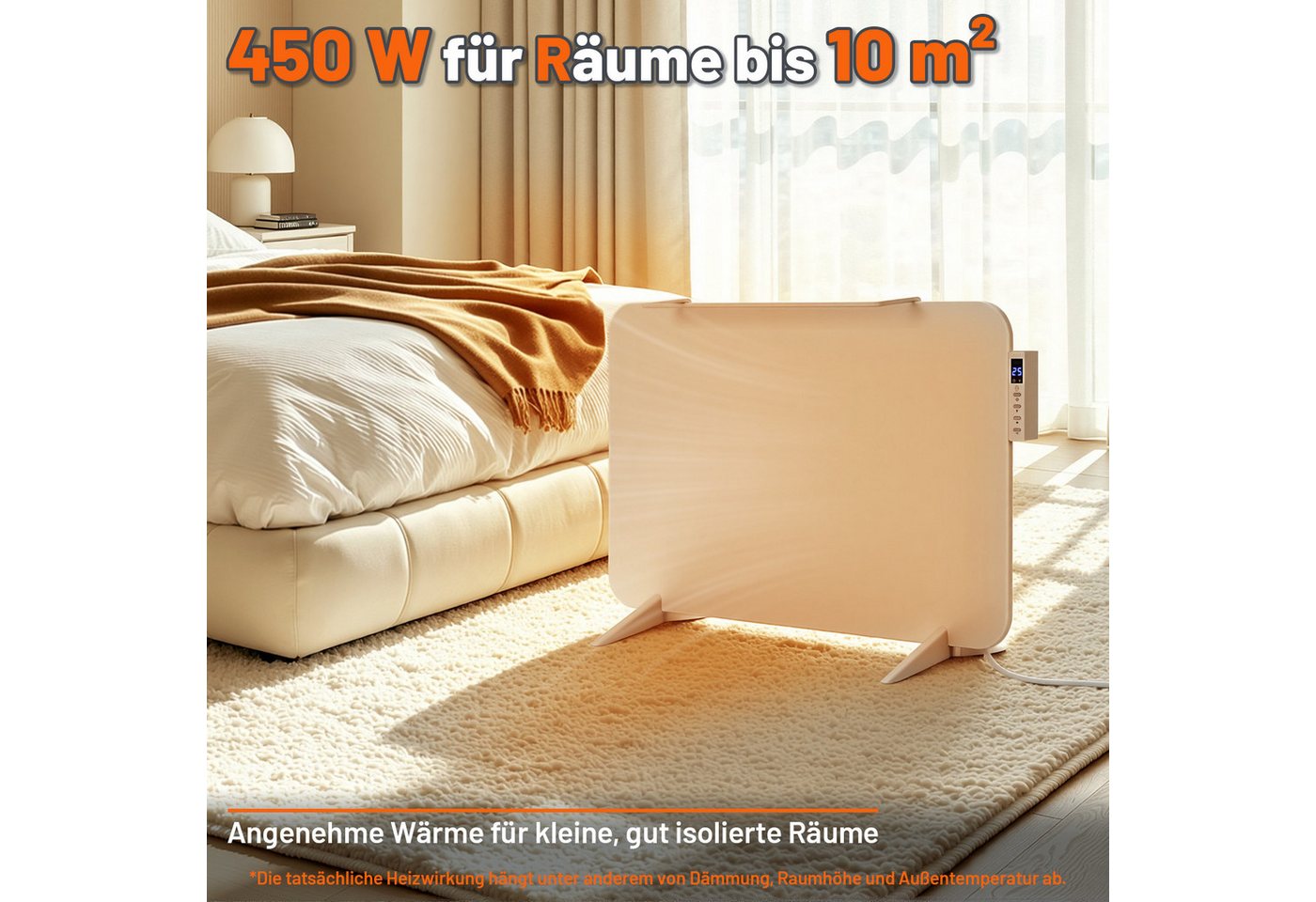 Clanmacy Infrarotheizung Infrarotheizung 450W WLAN Badheizung Thermostat Handtuchhalter Weiß Bild 3