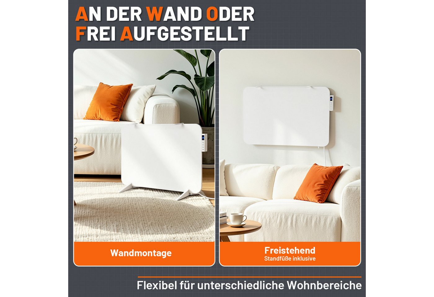 Clanmacy Infrarotheizung Infrarotheizung 450W WLAN Badheizung Thermostat Handtuchhalter Weiß Bild 4