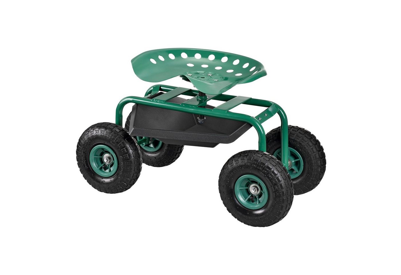 pro.tec Schubkarre, Fahrbarer Gartensitz bis 135 kg Rollsitz 81 x 44,5 x 54 cm Grün