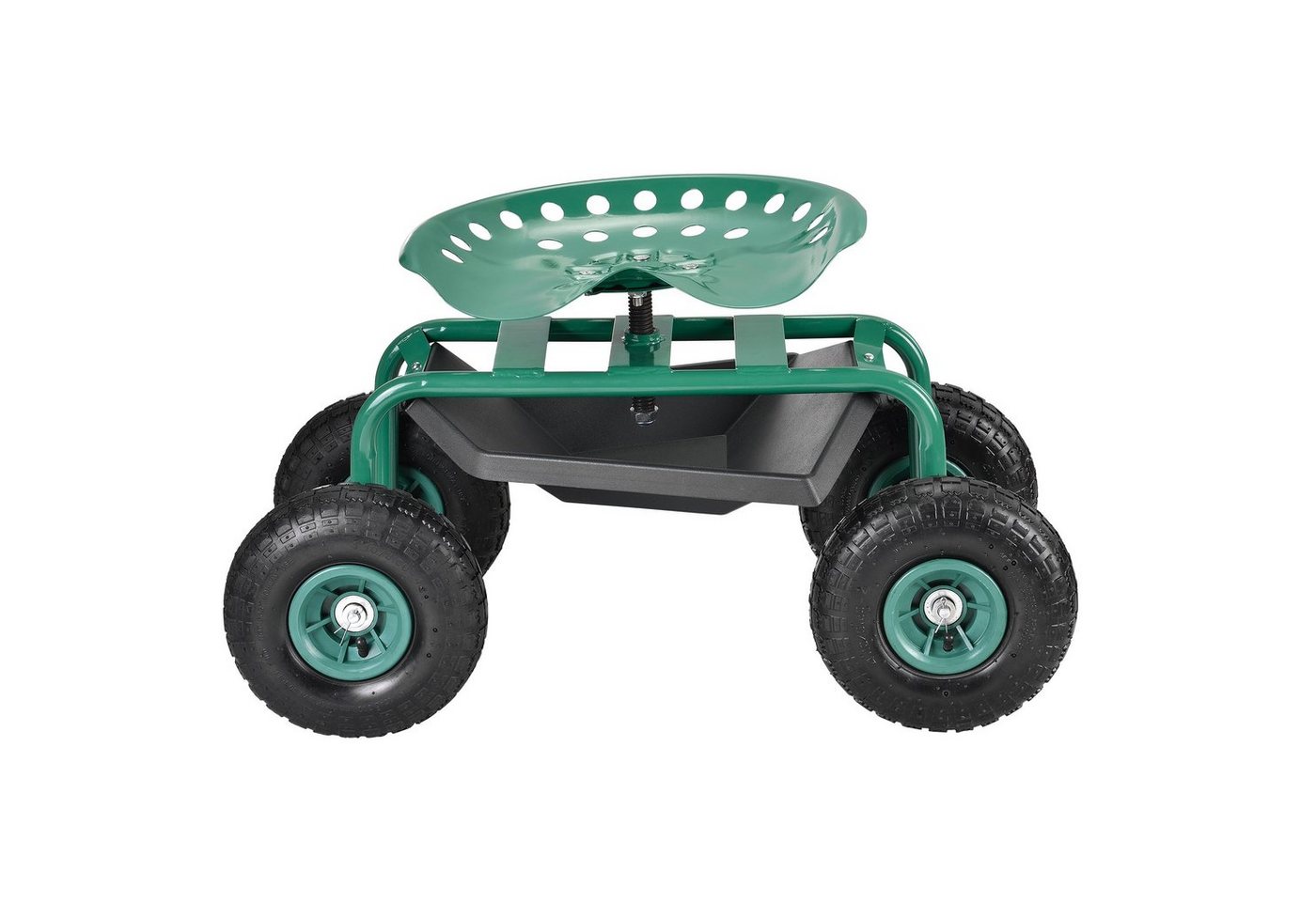 pro.tec Schubkarre, Fahrbarer Gartensitz bis 135 kg Rollsitz 81 x 44,5 x 54 cm Grün Bild 2