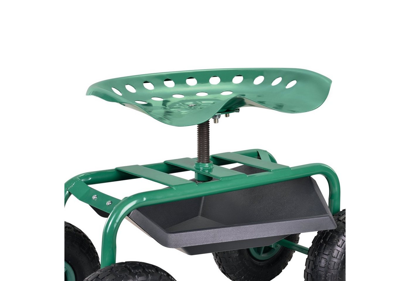 pro.tec Schubkarre, Fahrbarer Gartensitz bis 135 kg Rollsitz 81 x 44,5 x 54 cm Grün Bild 3