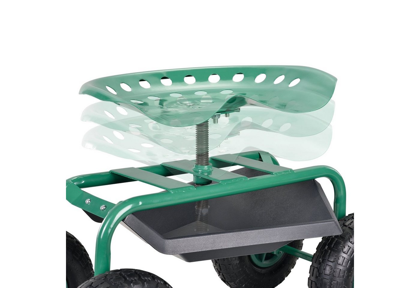 pro.tec Schubkarre, Fahrbarer Gartensitz bis 135 kg Rollsitz 81 x 44,5 x 54 cm Grün Bild 4