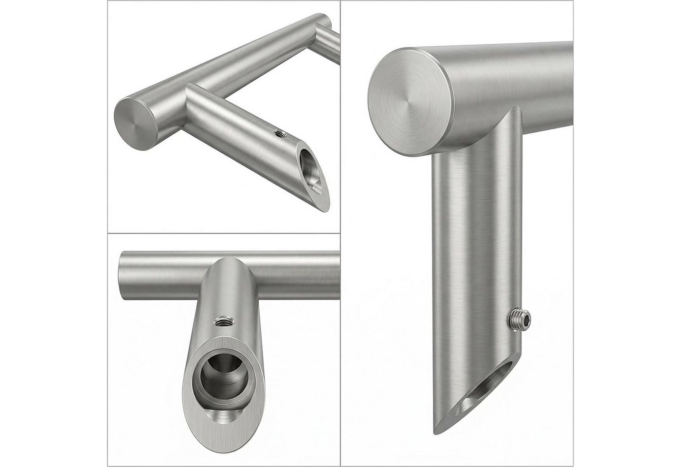 heicko e-ast GmbH Stoßgriff Haustürgriff Edelstahl Stoßgriff mit 45° Stützen Ø 30 mm Bild 4