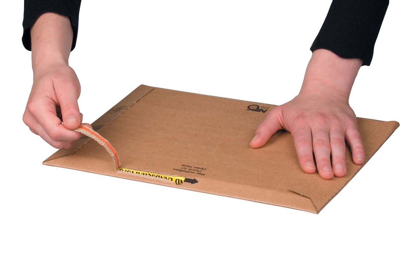 NIPS Versandtasche SAFE-WELL® mit Selbstklebeverschluss und Aufreißband, (10 Stück) stabiler Wellkarton, Wellpappe Bild 2