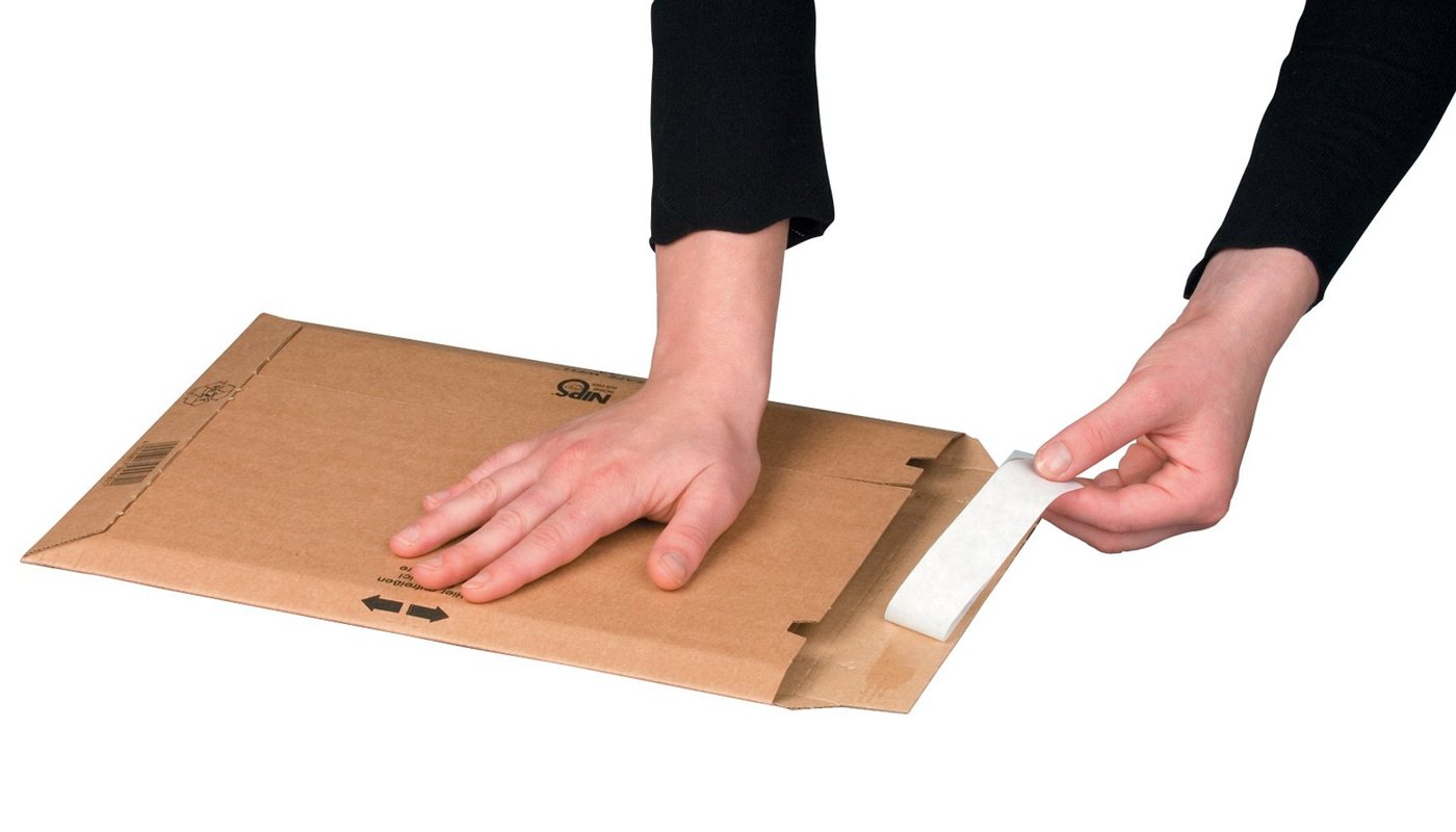 NIPS Versandtasche SAFE-WELL® mit Selbstklebeverschluss und Aufreißband, (10 Stück) stabiler Wellkarton, Wellpappe Bild 3