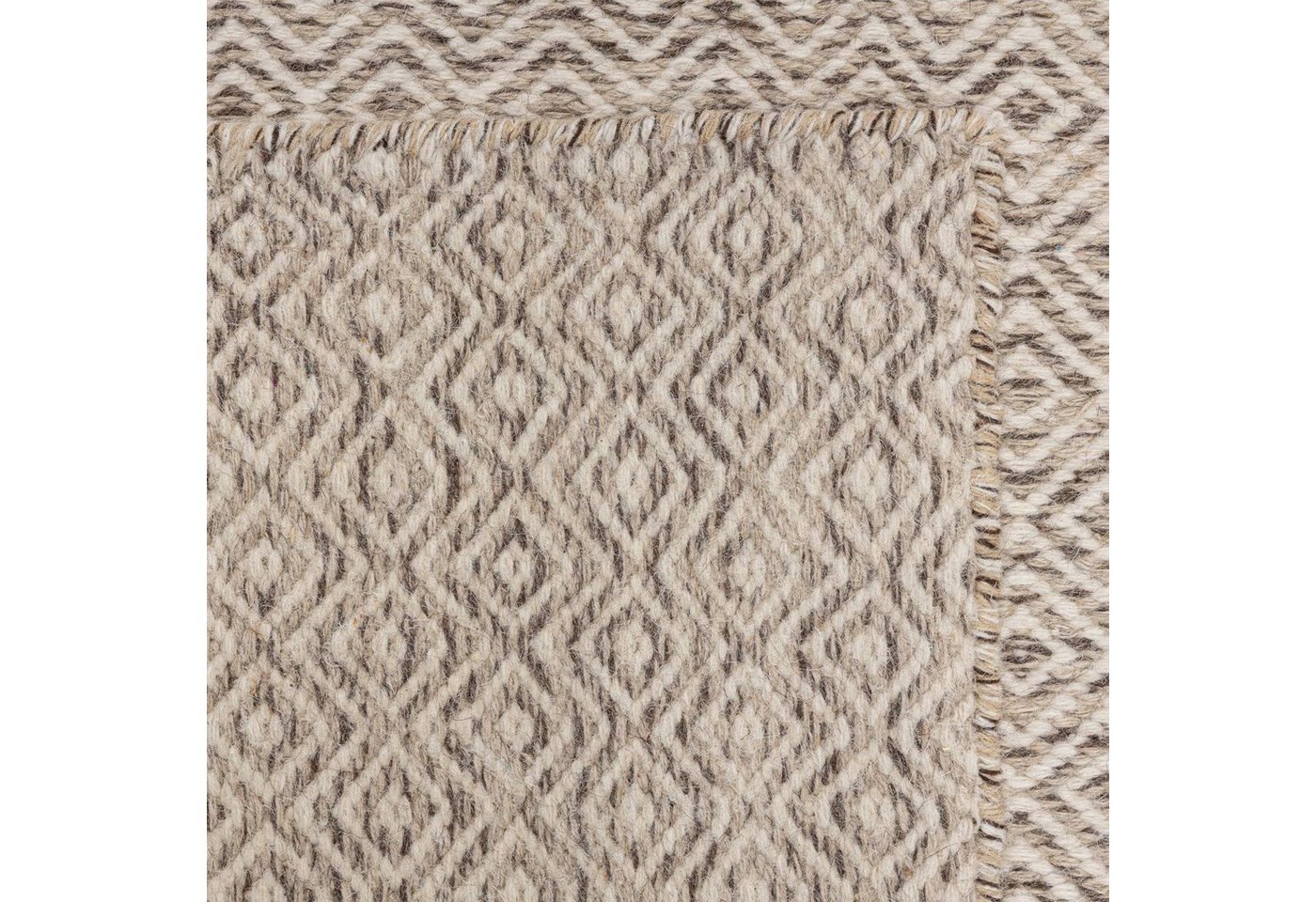 RUG N' ROLL Wollteppich 2-Seitiger Skandi, modern, flachgewebe, strapazierfähig, handgewebt, Rechteckig