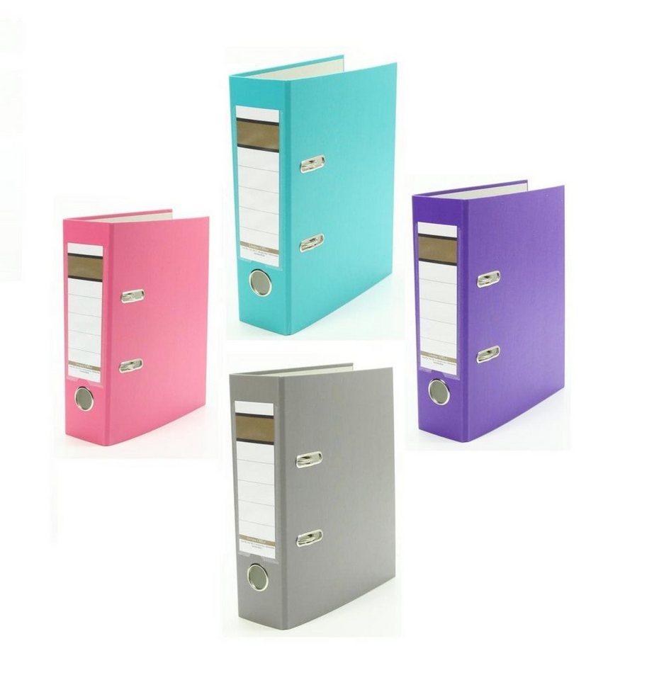 Livepac Office Aktenordner 4x Ordner / DIN A5 / 75mm / Farbe: je 1x pink, türkis, lila und grau Bild 3