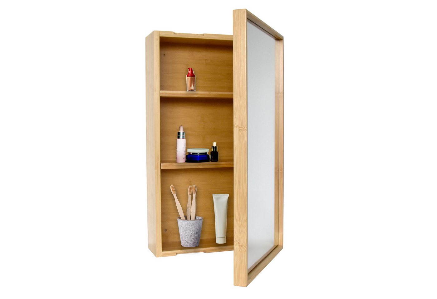 osoltus Badregal osoltus Spiegelschrank Badschrank mit Tür Bambus 60x35x14 cm