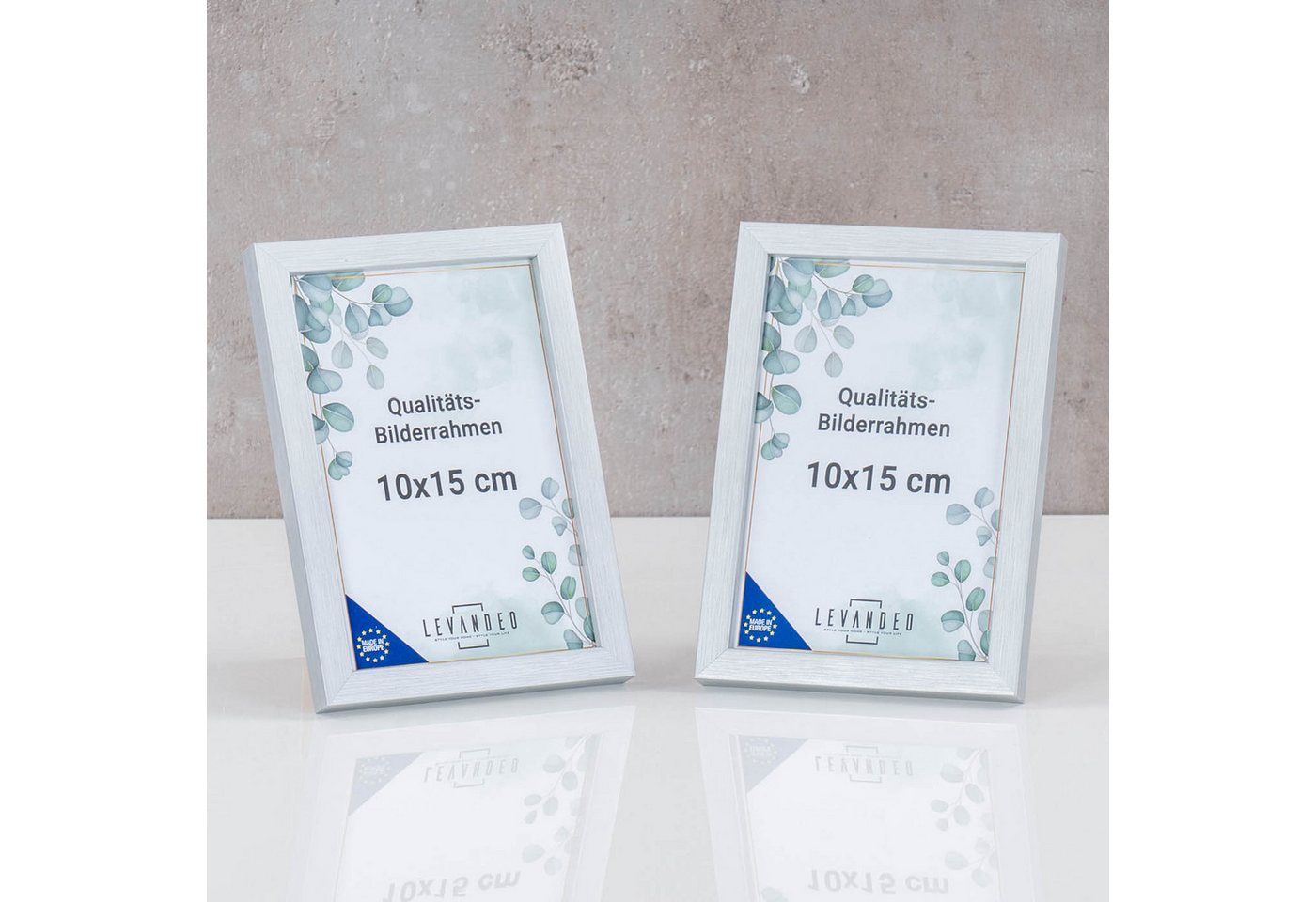 Levandeo® Bilderrahmen, Bilderrahmen Echtholz Made in EU 10x15 Silber Glasscheibe Fotorahmen Bild 3