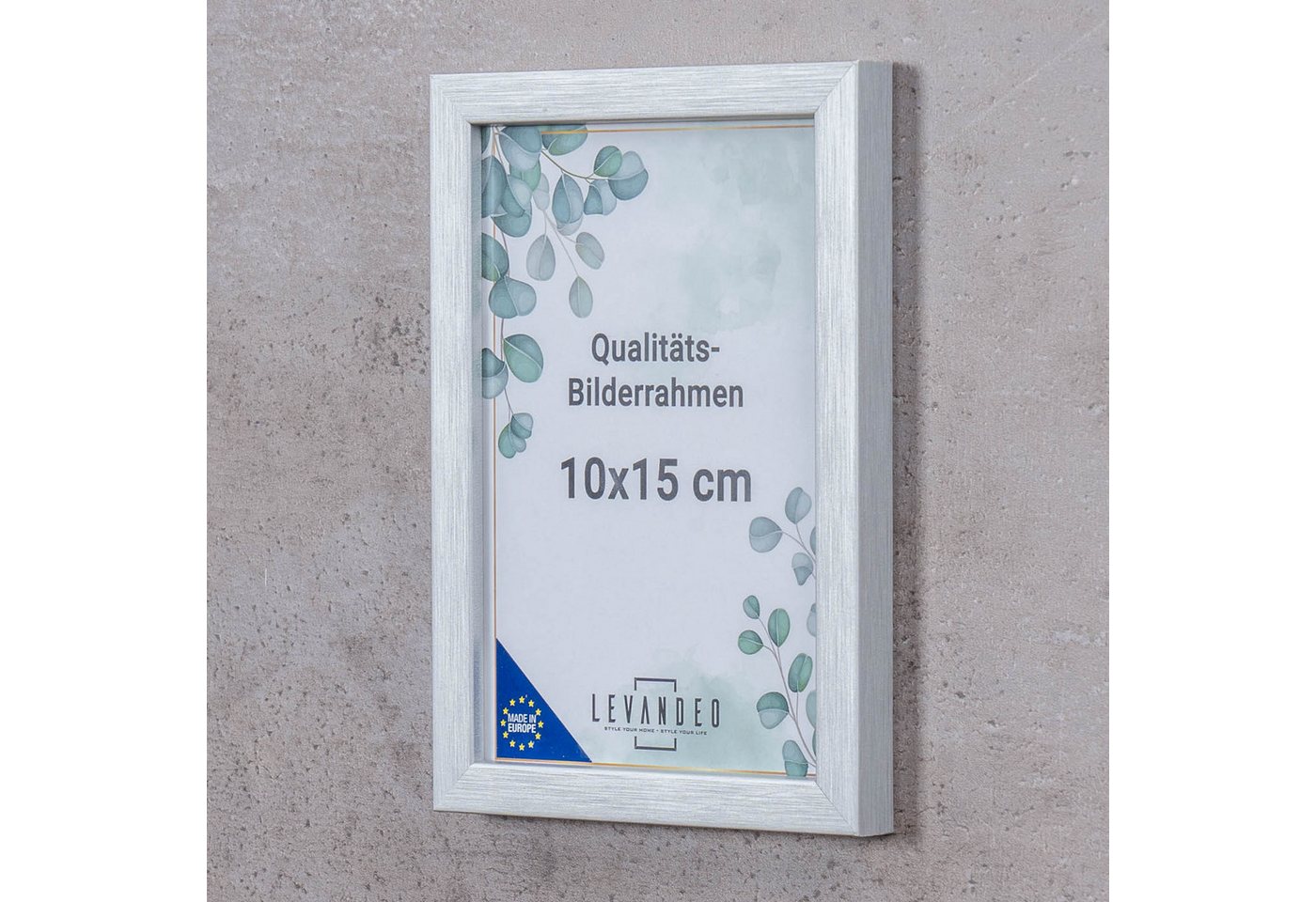 Levandeo® Bilderrahmen, Bilderrahmen Echtholz Made in EU 10x15 Silber Glasscheibe Fotorahmen Bild 4
