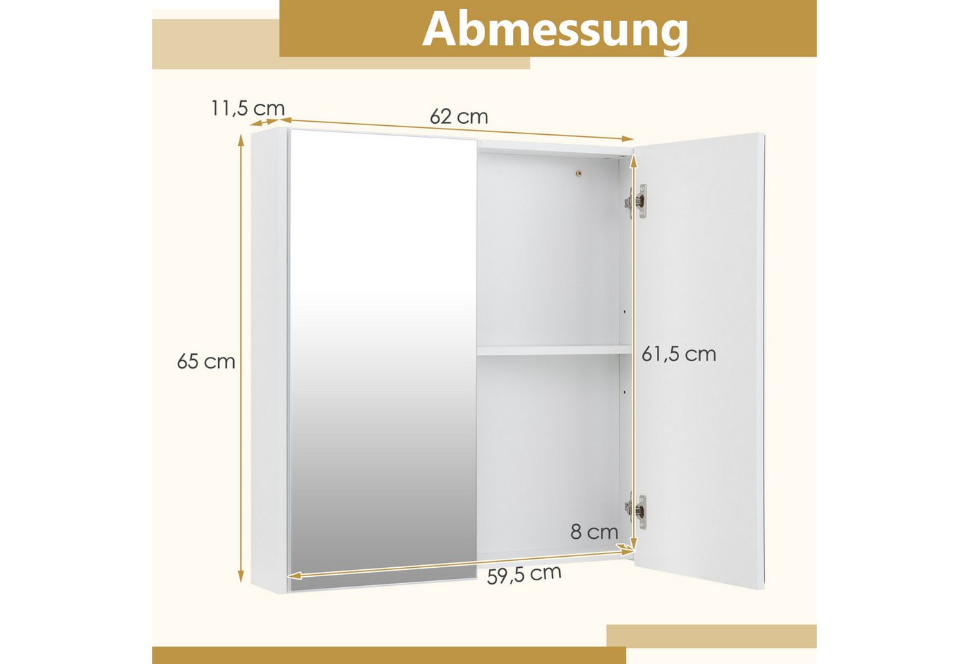 COSTWAY Spiegelschrank Badezimmerspiegelschrank hängend, mit Spiegel Bild 5