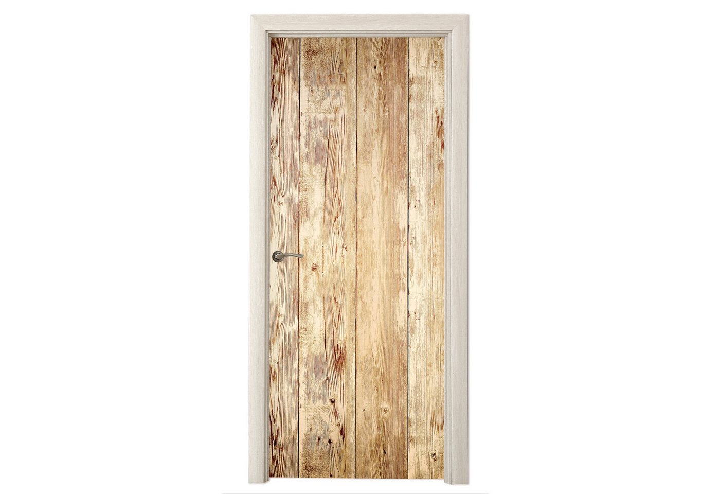 MuchoWow Türtapete Holz - Vintage - Landhausdiele - Eiche, Matt, bedruckt, (1 St), Selbstklebende Tapete, Folie für Möbel, 70x215 cm Bild 3