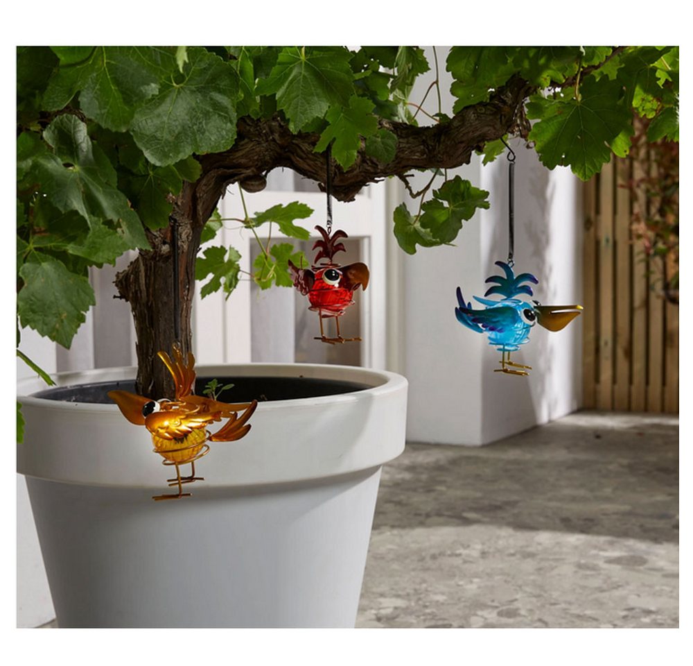 Luxform Gartenleuchte Luxform Solar Bird Hang Set 3 Vögel LED Hängeleuchte, Soft, 3 Vögel in einem Set