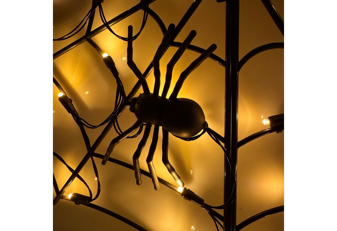 Online-Fuchs LED-Lichterkette mit Spinnennetz für den Außenbereich - Halloween Dekoration Outdoor, inklusive 6-Stunden Timerfunktion