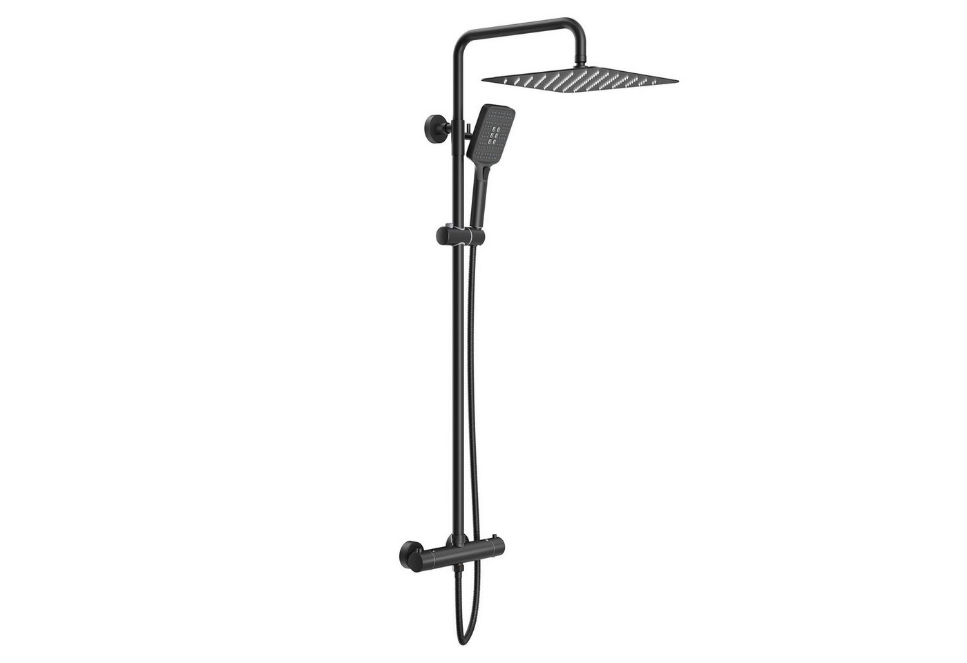 Rainsworth Duschsystem Thermostat, 3 Strahlarten, 25 cm Regendusche, 38 °C Sicherheitssperre, 3 Strahlart(en), komplett-set, 92-126 cm Duschstangen Edelstahl Duschamaturenset Wassersparend Bild 3