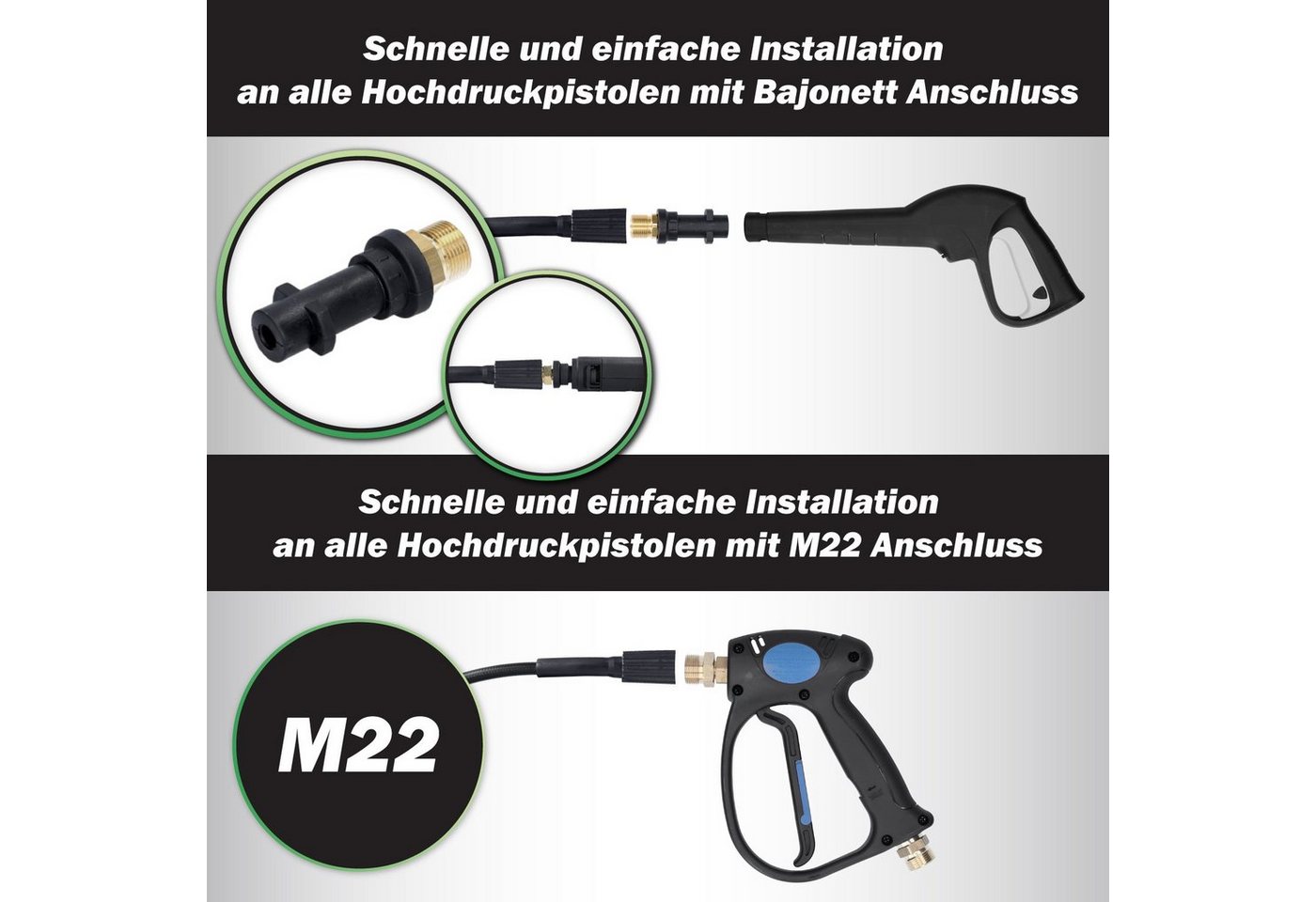 McFilter Hochdruckschlauch Rohrreinigungsschlauch, 30m, 200 bar, kompatibel mit Kärcher, (30 St), K2 K3 K4 K5 K6 K7, inkl. Tasche mit Adapter, Düsen starr + rotierend