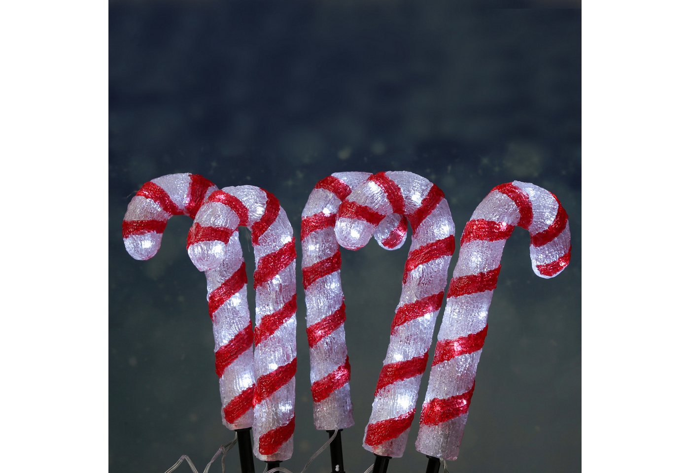 MARELIDA LED Dekoobjekt LED Zuckerstangen Candy Gartendeko Weihnachtsbeleuchtung 5 Stück, LED Classic, kaltweiss (5300K bis 6000K)