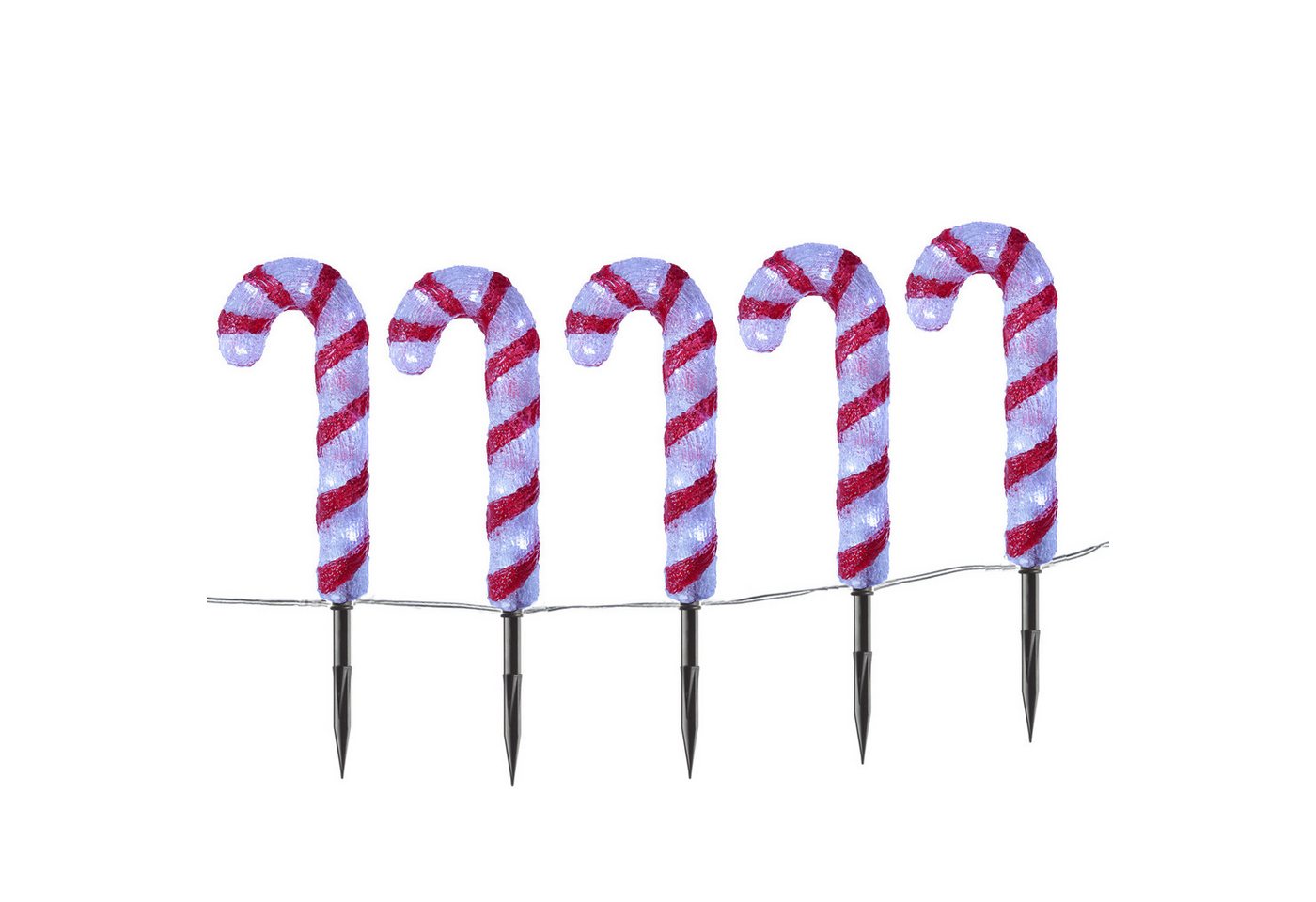 MARELIDA LED Dekoobjekt LED Zuckerstangen Candy Gartendeko Weihnachtsbeleuchtung 5 Stück, LED Classic, kaltweiss (5300K bis 6000K) Bild 3