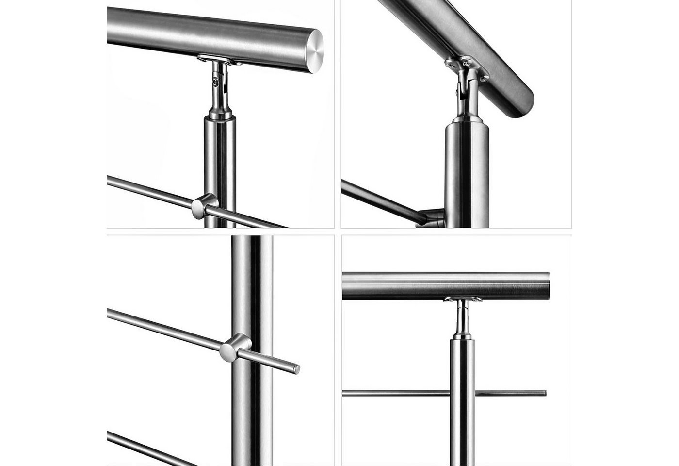 Duschparadies Handlauf Treppengeländer Außen, Handlauf Edelstahl Geländer, Innen, Aussen, 80 cm Gesamtlänge, (Packung, 3 St), Edelstahl 304, Silber, leicht gezogenes Finish. Länge: 80-200 cm