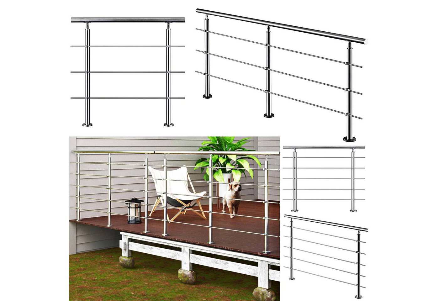 Duschparadies Handlauf Treppengeländer Außen, Handlauf Edelstahl Geländer, Innen, Aussen, 80 cm Gesamtlänge, (Packung, 3 St), Edelstahl 304, Silber, leicht gezogenes Finish. Länge: 80-200 cm Bild 4